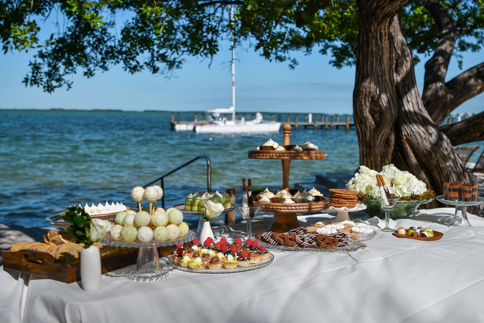 A Keys Chocolates dessert table set up for an event