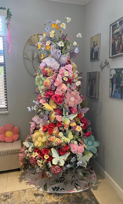 Pastel floral Mother's Day tree with butterflies and blooms